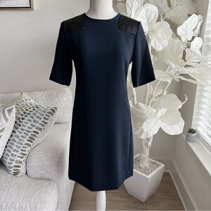 Marc By Marc Jacobs Blue Leather shoulder patch short sleeve dress